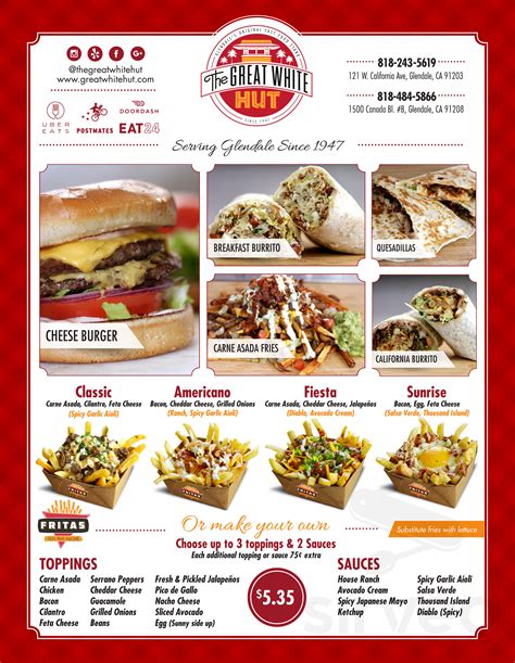 great white hut glendale|the great white hut menu.